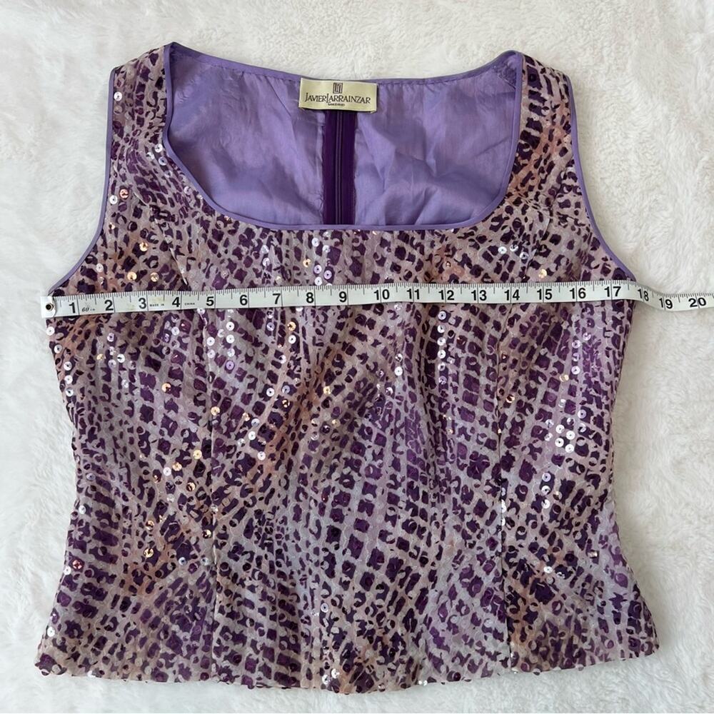 Javier Larrainzar Purple Sequin Two Piece Set Top Skirt Couture Evening Sz 12 - Picture 9 of 14